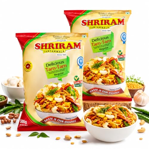 Image of SHRIRAM TAMTAMWALA Delicious Tamtam Regular Mixture Vadodara Tamtam Mix Namkeen | Tasty & Crunchy Tea-time Perfect for Anytime Munching, Crispy and Delicious Traditional Recipe (1kg, Namkeen)