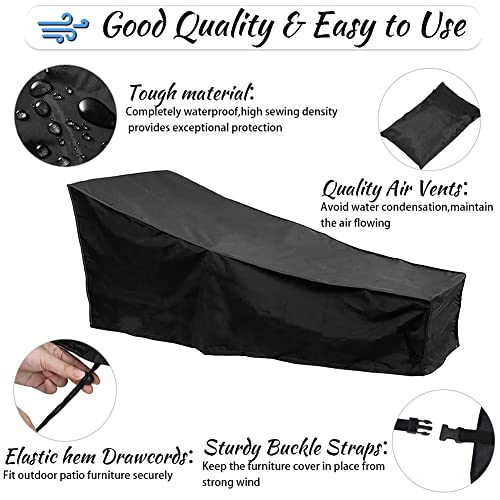 Fellie Cover 82-Inch Patio Chaise Lounge Covers, Durable Outdoor Chaise Lounge Covers Water Resistant #TOP3