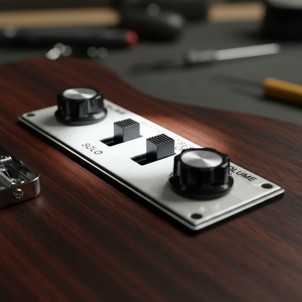 ‌Prewired Guitar Control Plate with Knobs - Loaded Switch Wiring Harness for Bass & Electric Guitar, White Pearl Finish, 4.2x1.3 Inch (106x33mm) Circuit Board‌