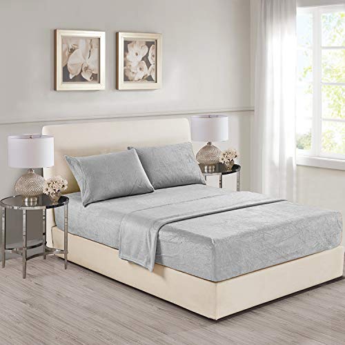 softan Polar Fleece Bed Sheet Set, Super Soft Plush Micro Fleece 4 Pcs