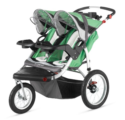 Schwinn Turismo Double Swivel Stroller, Green/Black