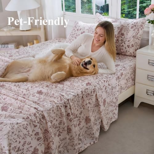 Image of FADFAY 100% Muslin Cotton Sheet Set Queen, 4 Pieces Double Gauze Sheets