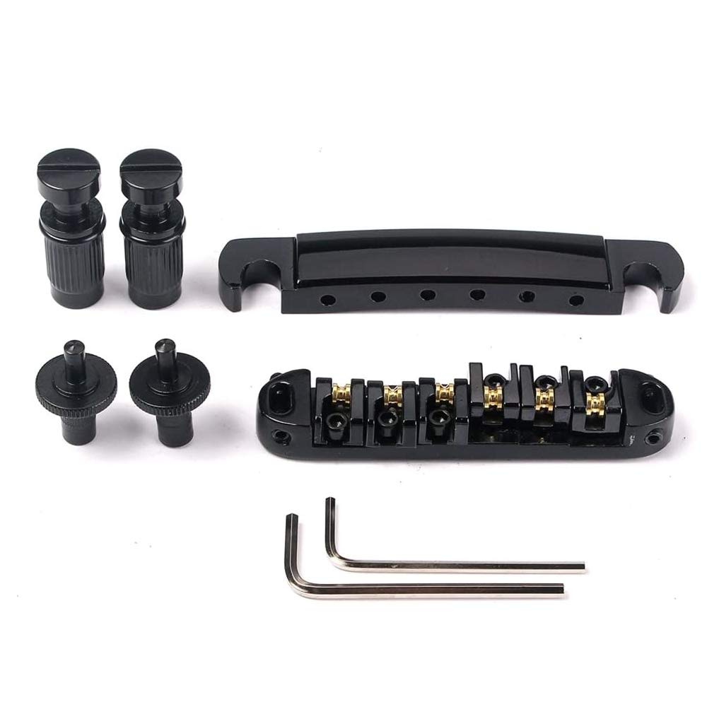 Abr-1 Style Tune-o-matic Bridge Tailpiece Gold for Gibson Les Paul Gear Replacement (black)