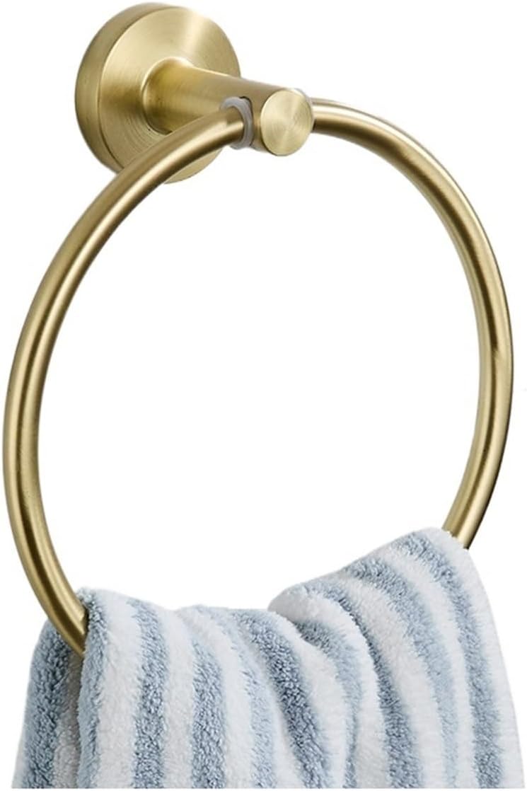 Brushed Gold Wall Mount Shelf Toilet Bath Hardware - Paper Holder Towel Bar Rack Robe Hook Hanger Bathroom Storage Accessories(Towel Ring)