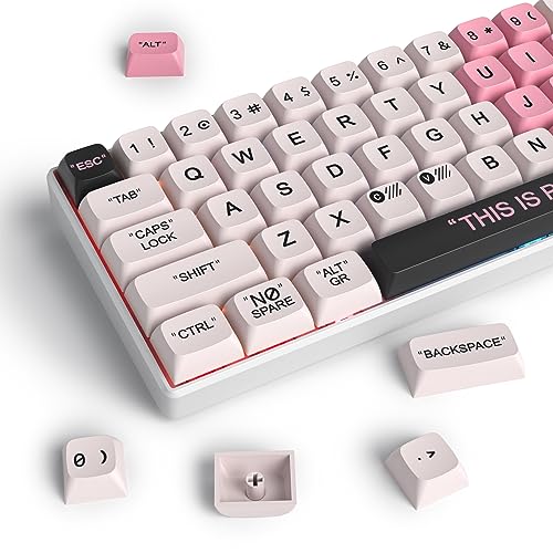 Guffercty kred Cute PBT XDA Keycaps 144 Keys Pink Heart Custom Keycaps 75 Percent Keyboard Keys Caps with keycap Puller for Mechanical Keyboards （Pink Plastic）