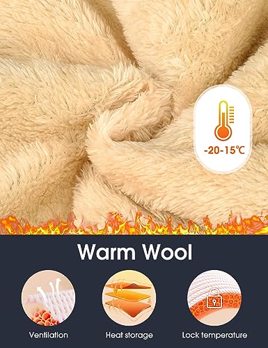 Nadeer Jogginghose Herren Thermo Gefütterte Hosen, Skihose Outdoorhose Wasserdicht Arbeitshosen, Männer Winddicht Winterhose Warm Softshellhose mit Kordelzug, Zwei Taschen