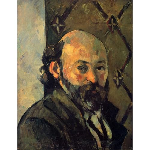 Poster Autoportrait devant le papier peint Cézanne 76x101 cm