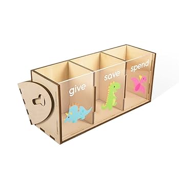 Amazon.co.jp: 子供用カートゥーン 木製貯金箱 装飾恐竜パターン
