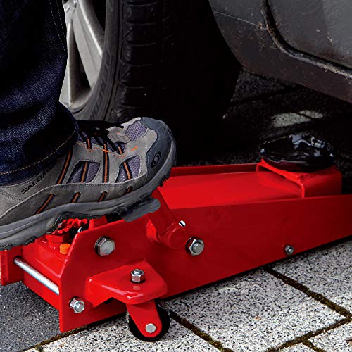 Image of Big RED TAM83012 Torin Pro Series Hydraulic Floor Jack with Single Quick Lift Piston Pump and Foot Pedal, 3.5 Ton (7,000 lb) Capacity, Red