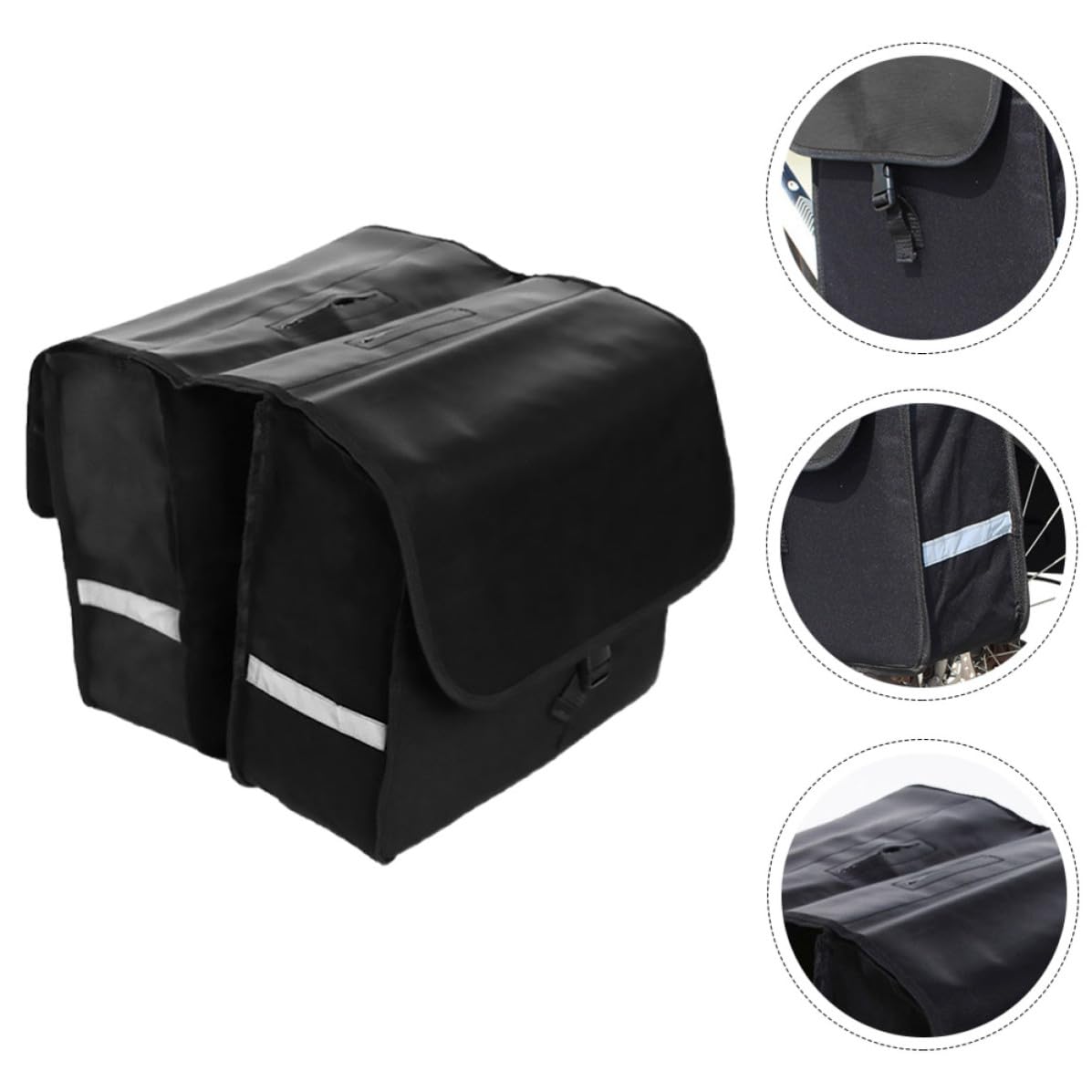 Generico Borsa da Bicicletta con Grande Scomparto Posteriore | Nero, Tela 600d e Mesh Stampata Pvc, Telaio Irrigidito, Finiture Riflettenti e Facile da Pulire