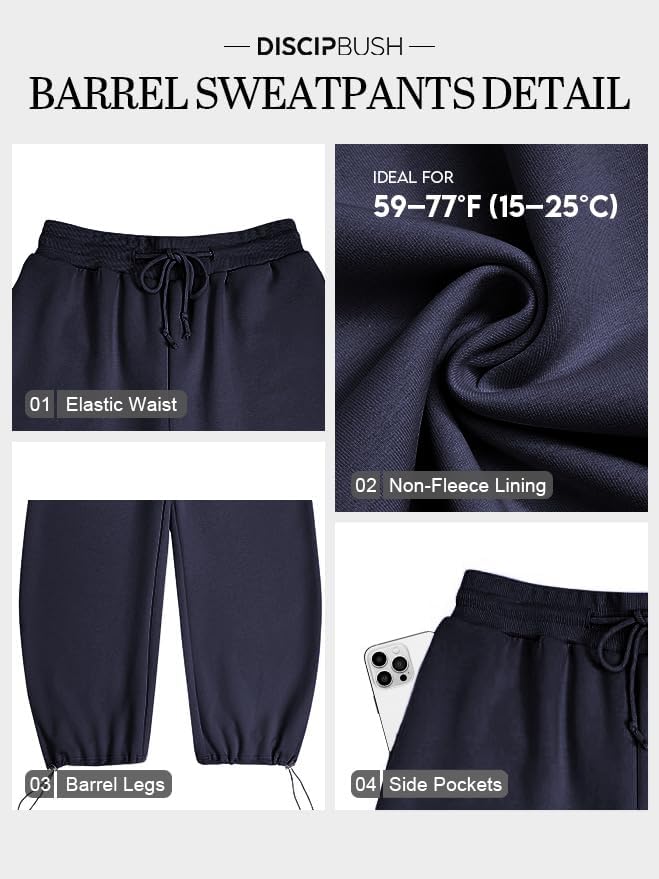 DISCIPBUSH Barrel Sweatpants Women Baggy - Fall Wide Leg Drawstring Lounge Joggers for Women Sweat Pants with Stoppers - Image 6