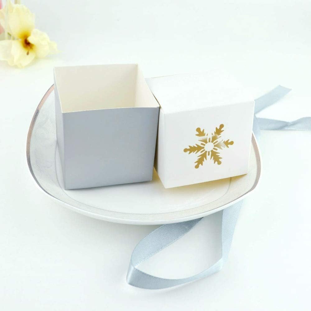 LASLU Wedding Candy Boxes- Snowflake Candy Bag With Gift Ribbons for Wedding Party Favor Party Decoration Favors Gifts (50pcs, Snowflake) - Image 3