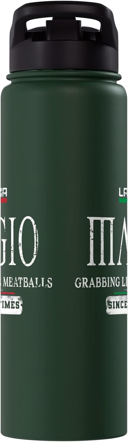 Italia La Famiglia Maggio Grabbing Life By The Meatballs Stainless Steel Insulated Water Bottle - Image 4