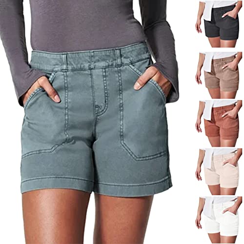 Gym Shorts Women Hiking Shorts With Pockets Summer Casual Plus Size Athletic Shorts Chino Bermuda Short Pants High Waisted Running Jean Shorts Stretch Twill Shorts Women 6 Inch Pull On Blue Xxxxl #TOP9