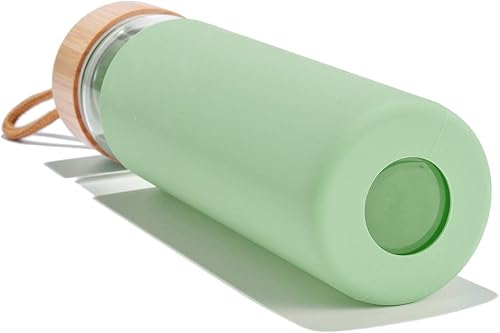 Miniatura 7 de Botellas de agua de vidrio de borosilicato de 20 onzas con funda de silicona sin BPA, aptas para lavavajillas, reutilizables de vidrio transparente