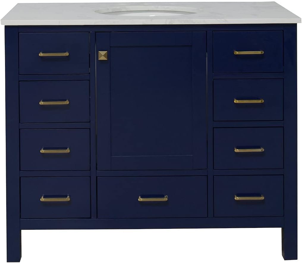 Buy Horizon 42-inch Bathroom Vanity (Engineered Carrara/Royal Blue ...