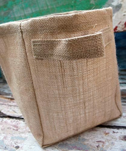 PoshNPretty Natural Burlap Storage Utility Laminated Basket 9" x 9" x 7" (6 Bags)