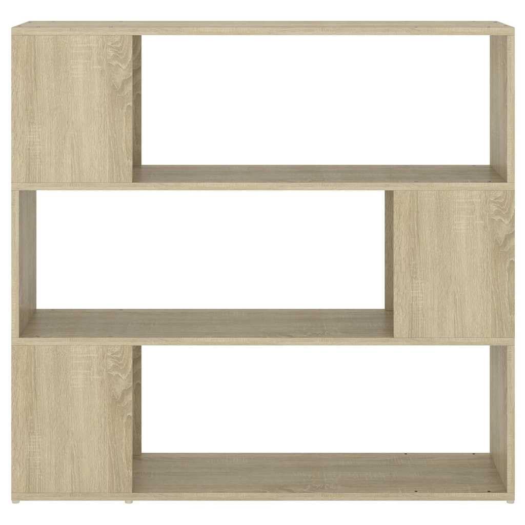 Regał na książki, ścianka działowa, dąb sonoma 100 x 24 x 94 cm z 3 przestronnymi przegródkami, zajmuje mało miejsca, stabilny system drewniany, idealny do salonu, biura, pokoju