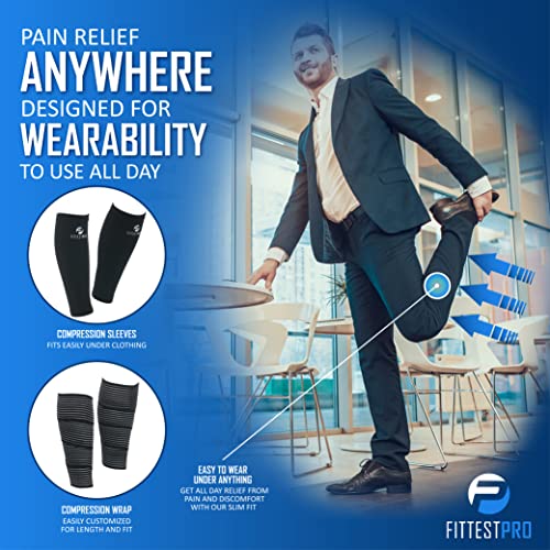 Calf Compression Sleeves And Leg Wraps (4 Piece) Shin Splint Support, Calve Guards For Men And Women - Braces Provide Healthy Circulation Pain Relief For Running, Basketball, Cycling, Maternity (L/Xl) #TOP4
