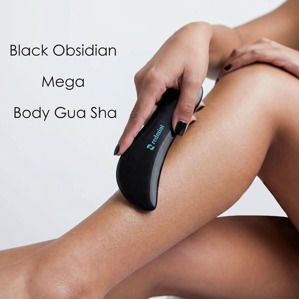 Redmint Black Obsidian Mega Body Gua Sha Massage Tool | Rooted in Ancient TCM Wisdom | Muscle Scraper Tool Muscle Relief Body Manual Massager for Fascia Back Neck Whole Body Massage