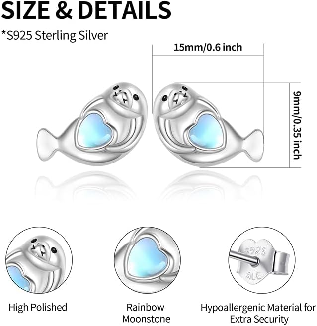 Manatee/Octopus/Starfish/Duck/Capybara/Turtle/Dog Paw Stud Earring 925 Sterling Silver Cute Animal Earrings Jewelry Birthday Gifts for Women Girls Sensitive Ears - Image 2