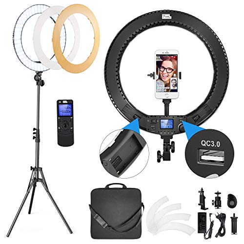Pixel Ring Light 18 Inch, 60W Bi-Color LED Ring Light with Stand and Remote Controller for Camera, iPhone, Smartphones, Video Conference, Zoom, Vlog, YouTube, TikTok,Self-Portrait Shooting,Photography