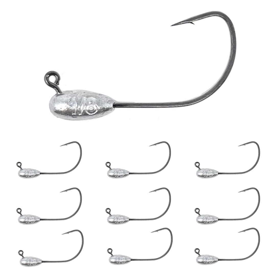 Reaction Tackle Tube Jig Heads for Bass Fishing - Tube Bait with Size Stamped on Jighead for use with Hollow Body Fishing Lures (10-Pack)