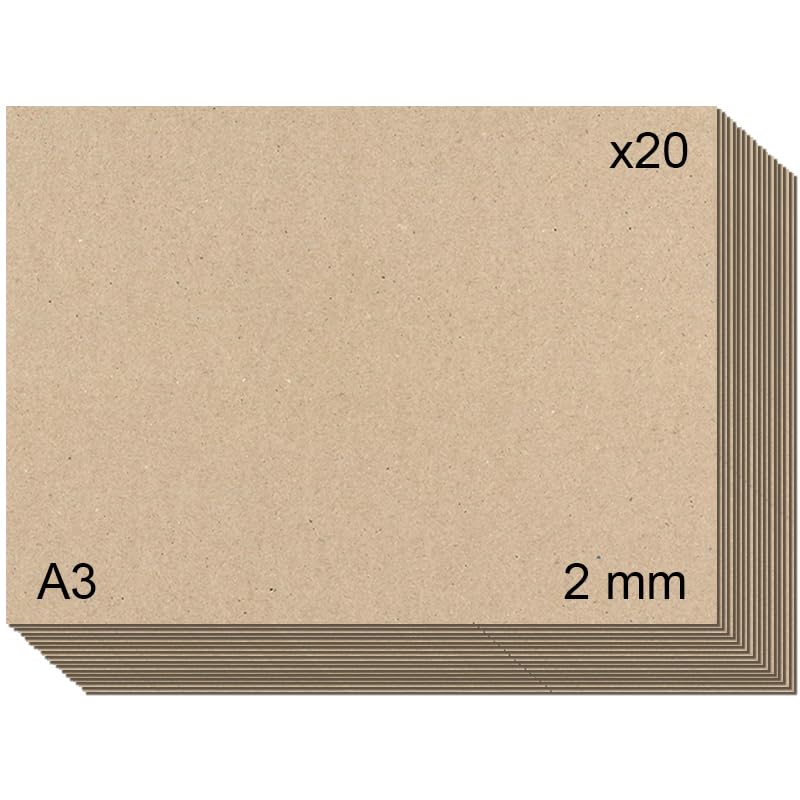 Cartón piedra gris contracolado (2 mm.) para manualidades, encuadernación, cartonaje y scrapbooking (20, 2mm - A3)