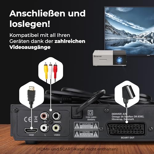 Denver DVH-7787MK3 DVD Player – Region-Free mit HDMI, Scart & USB-Verbindung – 1080p Upscaling, Dolby Digital Sound & Fernbedienung
