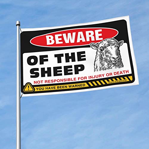 Drapeau porche Beware Of Sheep Flag vintage 152x244 decoration murale bistrot et grand pavillon