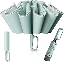 PALAY® Umbrella for Rain Big Size with Reflective Strap, 3 Fold Travel Umbrella for Sun Protection, Windproof Reinforced 10 Dual Ribs, Automatic Open/Close