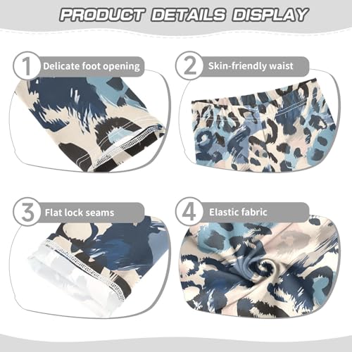 Blue Camo Leopard Print Girls Leggings Soft Stretch Workout Yoga Dance Pants for Kids Casual Tights3