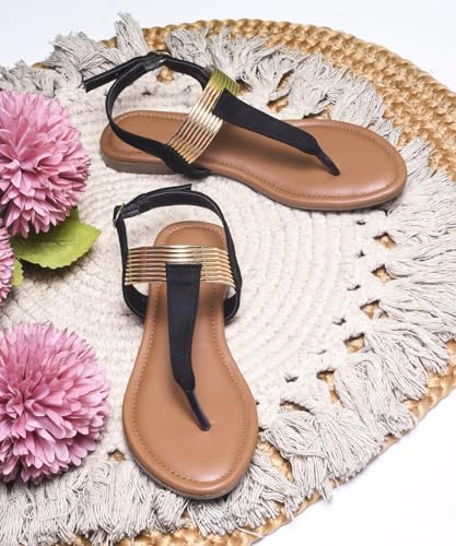Image of SilverArrow womens Mcoom Flat Sandal | Fashion Sandal with Strap Buckle Closure|Suitable for Casual Outfit