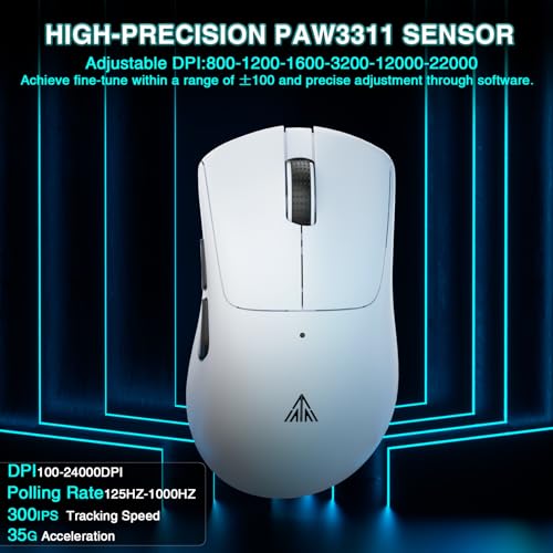 Image of SOLAKAKA SM805 Lightweight Wireless Gaming Mouse,24000 DPI,Tri-Modes Connection,BT5.0 /Type-C Wired /2.4G Wireless Mouse Gaming with 2 Side Buttons, Engineering Grip Custom Mouse for Gamer,White