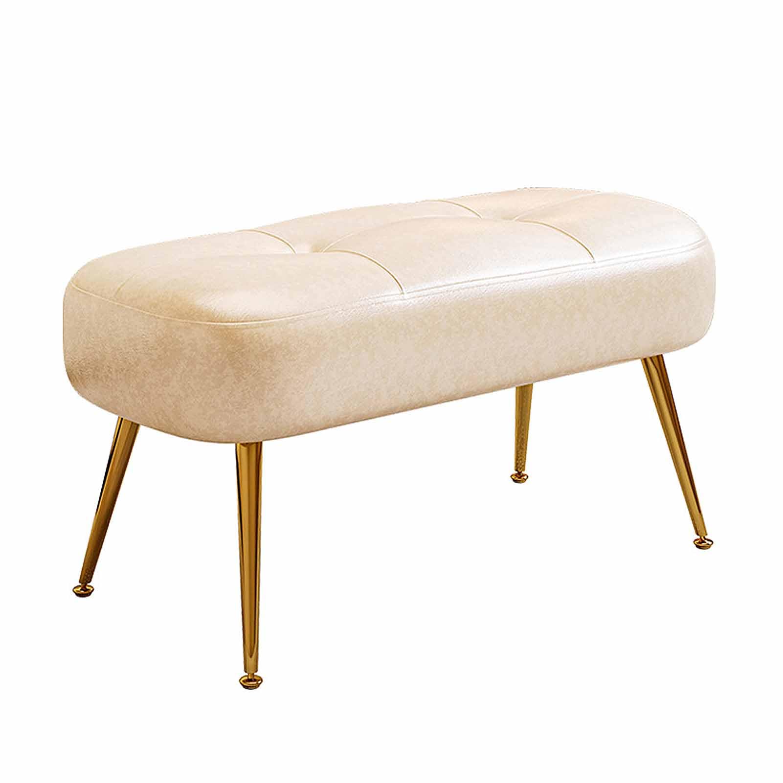 SXZenSpace Shoe Bench, Entryway Bench with Leather Cushion, Solid Wood Rack, Mid Century Storage Organizer for Living Room