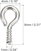 Vista 2 de uxcell 200 ganchos pequeños de ojo de tornillo con rosca, tornillos roscados, tornillo autorroscante de 0.31 x 0.39 pulgadas para hacer joyas, Plata
