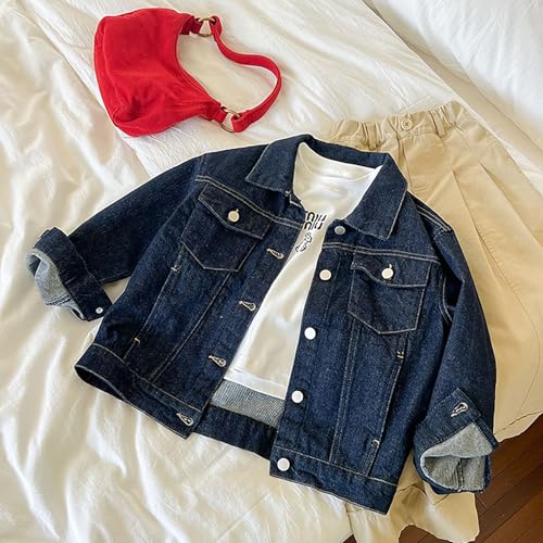 Denim Outerwear for Baby Girls Solid Windproof Long Sleeve Lapel Button Jacket Warm Casual Jackets with Pocket2