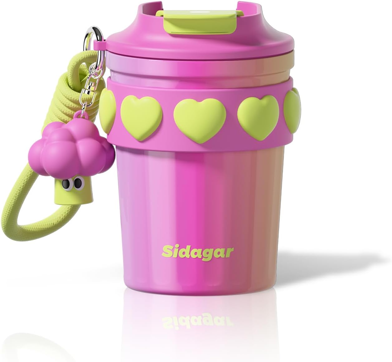 12 oz Travel Coffee Mug Spill Proof Leak Proof, Stainless Steel Thermal Coffee Cup with Lid, Resuable Cup for Hot and Cold, Portable Tumbler for Women, Rainbow