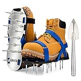 Boss Premium Carbon Steel Metal Lawn Aerator Shoes, Pre-Assembled, One-Size-Fits-All, Velcro X-Strap Technology, Core Plug Yard Soil Compost Manual Garden Grass Foot Spike Tools - Designed in USA