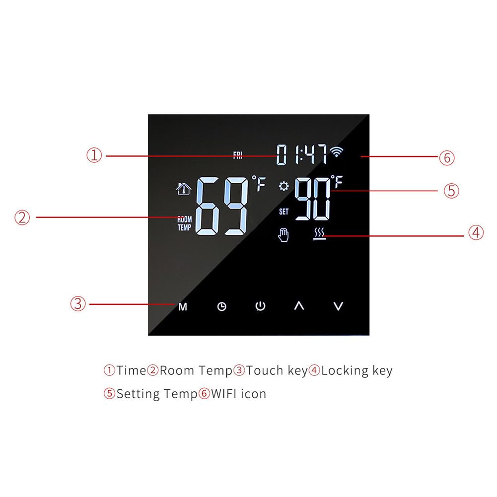Termostato WiFi, Termostato Termostato Intelligente Programmabile, Termostato Smart per Caldaia, Compatibile con Alexa e Google Home, Nero