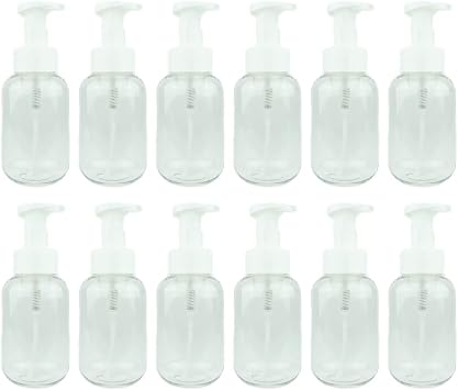 Plastic Clear 10oz Foam Soap Spray Bottle 12 pack - Empty Spray Bottles - Clear Refillable Container for Water, Essential Oils, Hair, Adjustable Head Sprayer and Stream