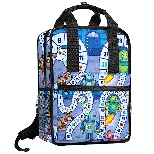 Sac à dos bleu pour garçons et filles | Cartable scolaire multicolore 35.5x26x12 cm