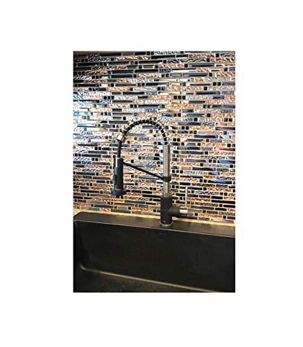 Blujellyfish Mosaic Tiles Crystal Glass Tile Rose Gold Interlocking Chrome Silver Black Ink Blue Mosaic Bath Kitchen Fireplace Decor TSTGT107 (5 Square Feet)