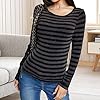 Women Long Sleeve Gothic Grunge Tee Tops Y2k Striped Vintage Goth Aesthetic Slim Fit Shirt E Girl 90s Clothes Streetwear (Black, S) #1