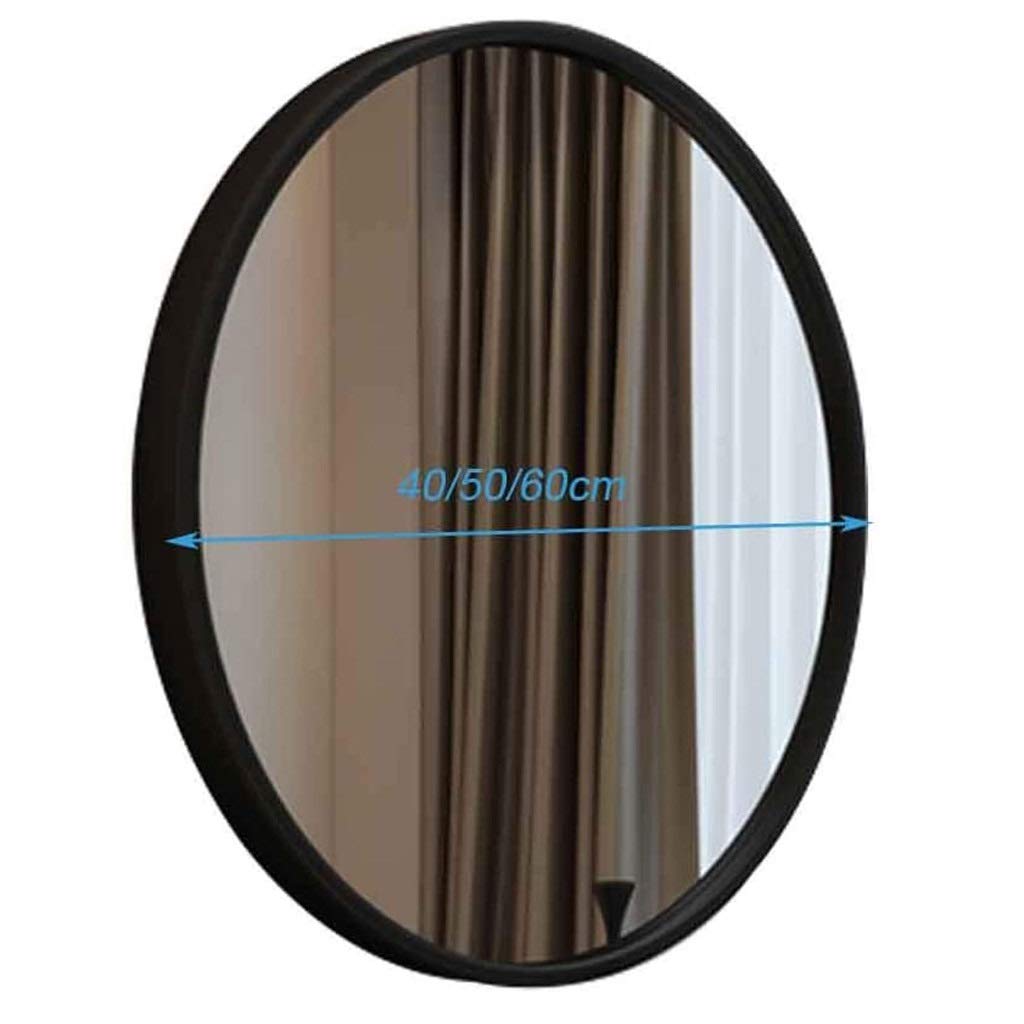 Specchio Espejo Redondo Grande para baño, Espejo Decorativo antiguo para comedor y Sala de estar, Espejo Redondo de Metal Negro (Tamaño: 40 cm)
