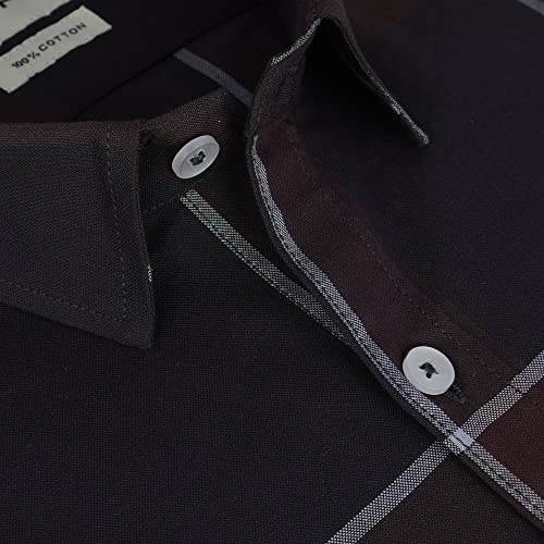 Image of GHPC 100% Cotton Checkered Half Sleeves Regular Fit Formal Shirt for Men