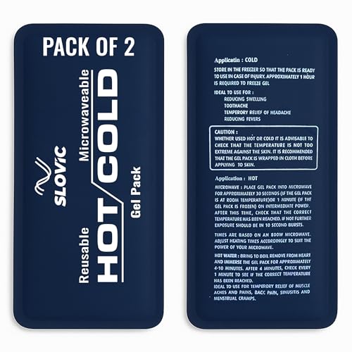 Image of Slovic Reusable Hot & Cold Gel Pack for Pain Relief [Pack of 2] | Flexible Ice & Heat Pack for Injuries, Muscle Cramps, Swelling, Back & Joint Pain | Multipurpose Gel Pad for Therapy, First Aid & Travel Use