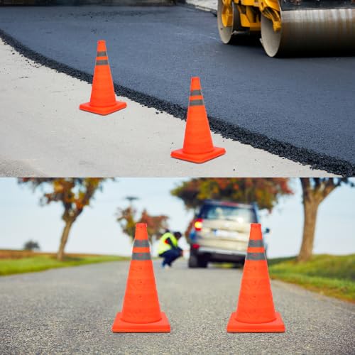 TAOPE Faltkegel Warnkegel, 45cm Reflektierender Verkehrskegel, Orange Verkehrsleitkegel Pylone Faltbar, Faltbar Warnkegel Sicherheitskegel Leitkegel für Straße Sicherheit (1) (1 Stück - Orange)