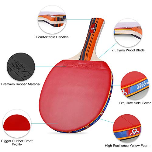 Raquete de tênis de mesa, Romacci Conjunto de bolas e tacos de tênis de mesa 2 bastões de pingue-pon