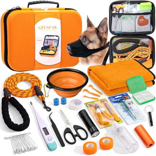 GPUSFAK Pet First Aid Kit for Dogs - Pet Emergency Kit for Camping Hiking Traveling Hunting and Sports (Orange)